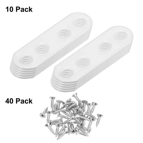 Hella Sturdy White Flat Straight Shelf Brackets 10 Pack Heavy Duty Furniture Support For Home showing white braces and silver screws.
