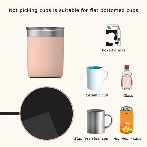 Keep Your Daily Grind From Turning Ice Cold With This Smart Desk Mug Warmer Featuring Auto Power Off Touch Sensor Energy Saving Silent Setup And Universal Fit For Flat Bottom Cups showing unsuitable cups.
