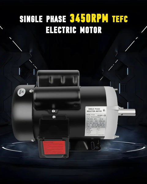 Beefed Up 3HP TEFC Electric Motor 230V 3450 RPM Farm Duty Single Phase 145T Frame With 7/8 Inch Shaft CW CCW 60Hz IP55