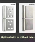 Tough As Nails Five Inch Stainless Steel Flag Door Hinge Featuring Super Quick Release Hardware And Silky Smooth Three Sixty Rotation Built Dang Tough To Stop Rust Cold, options with holes and non-porous.