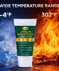 Lithium Grease 1 Oz High Temp Waterproof For Extreme Heat And Wet Conditions with ice and fire background