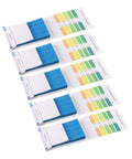 Five packs of pH Test Strips 0.5 to 5.0 Indicator Paper Litmus Tester Kit for Water Food Pool Aquarium Testing with color charts