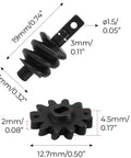 Overdrive Helical Gear Set 2-12T For 1/24 Axial SCX24 Crawler Upgrades showing steel worm gears with dimensions