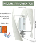 Dope Vertical Wind Turbine Generator 1500W 12V 24V 48V With MPPT Low Noise For Home Farm Garden Marine RV Windmill White