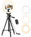 50 Inch Ring Light With Stand And Phone Tripod LED Ring Light With Remote 3 Color Modes And 10 Brightness Levels for video recording