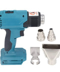 Blue Three Gear Cordless Heat Gun with Rechargeable Battery and 4 nozzles for Plastic Welding, with honeycomb heating tech