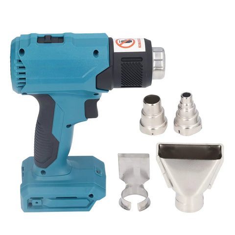 Blue Three Gear Cordless Heat Gun with Rechargeable Battery and 4 nozzles for Plastic Welding, with honeycomb heating tech