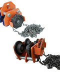 Heavy Duty Manual Chain Geared Trolley Built Dang Tough Steel I Beam Cart with chains and gears for easy lifting.