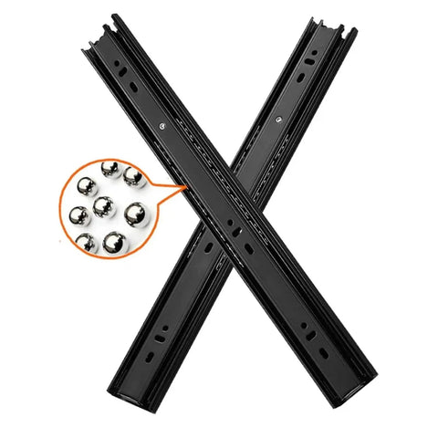 Heavy Duty 3 Way Cold Rolling Steel Drawer Slide Black Three Section Track Rail With Smooth Glide For Kitchen, Office, And Workshop