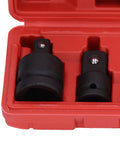 Top Grade 6 Piece Impact Socket Adapter Kit Forged From Chrome Tungsten Steel With Heavy Duty Storage Box Fits 1 4 Inch, 3 8 Inch, 1 2 Inch And 3 4 Inch Drives Perfect Gear For Home Garage Pros Who Need Serious Grit And Reliable Muscle. close-up of black impact socket adapters in red storage case