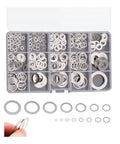 All-Purpose Stainless Steel Washer Set 320pcs Thin Gaskets 0.5/0.8/1mm Thick 15 Sizes M3 To M20 Includes 304 Stainless Shim Washers For Bolts And Screws Rustproof Heavy-Duty Fixes For Automotive Plumbing Furniture Electronics, assorted washers in storage box