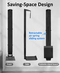Front and side view of Wall Mount Golf Bag Holder With Retractable Air Spring Slide System Space Saving Garage Organizer
