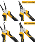 Heavy Duty Snap Ring Pliers Set, Four Piece Kit showing straight and bent external pliers with 5/64 inch tips.