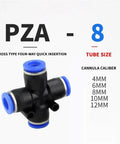 2 Way Quick Push Pneumatic Fittings For 4mm Tubing Air Line Connector Joint with PZA 8 blue and black cross type