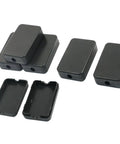Killer Waterproof Electrical Junction Boxes For Projects Heavy Duty Abs Plastic Cases With Snug Fit Lids Drop Proof Wiring Enclosures Built Tough Black 6 Pack set with various sizes of sealed black enclosures.