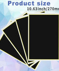 Front view: four black laser engraving marking papers with yellow borders, 39x27 cm