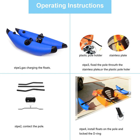 Inflatable Kayak Stabilizer Outrigger Kit For Canoes And Boats Floating Balance Accessory Lightweight PVC Stabilizer Easy To Install