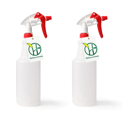 Pro Grade Heavy Duty 32 Oz Empty Spray Bottles For Knotty Jobs And Weekend Cleanups Two Pack with red trigger and tag