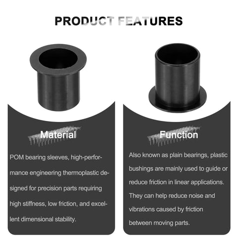 Top Shelf 10 Pack Flanged Sleeve Bearings Made From Solid Pom Plastic Bushings With 16mm Inner Diameter And 18mm Outer Diameter: POM sleeves.