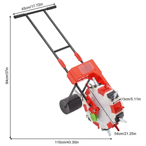 Handheld 6-Beak Seeder For Peanuts Corn And Beans Precise Manual Seed Planter with measurements shown