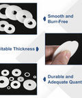 Premium M3 Nylon Flat Washers 155 Pack White Plastic Plain Spacers For Screws And Bolts Garden Plumbing Diy No Sweat Repairs showing various sizes and thicknesses.