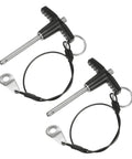 Beefed-Up Heavy Duty T-Handle Quick Release Lock Pins 3/16 Inch Diameter by 1 9/16 Inch Length with lanyard, stainless steel, two pieces