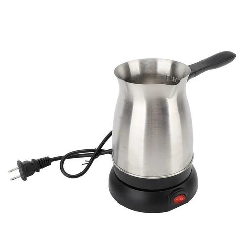 110V Electric Turkish Coffee Pot With 600ML Stainless Steel Build, home use, fast brew kettle, anti slip base, easy grip handle