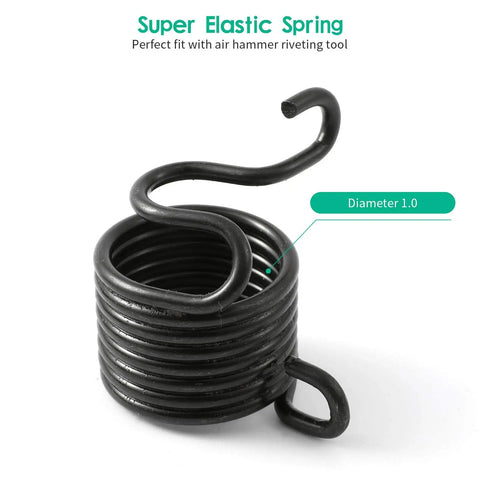 Close-up of black elastic spring from 5 Piece Smoothing Pneumatic Air Hammer Chisel Bits Kit With 4 Pro Grade Bits And Spring.
