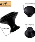 30 Pack 30mm Black Zinc Cabinet Knobs Premium Drawer Pulls For Cabinets And Dressers With Screws, Heavy Duty Metal Hardware For Kitchen Cabinets, Closets, Dressers, And Easy DIY Furniture Makeovers. Matte black zinc cabinet knob, 30mm size shown with dimensions.