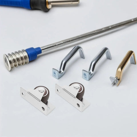 No Sweat Silent TPR Drawer Casters 4 Piece Heavy Duty Fixed Rolling Wheels, flat plate mount hardware with tools.