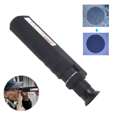 Fiber Optic Microscope 400X Portable Monocular High Accuracy Inspection Tool for cable and surface checks, side and use view.