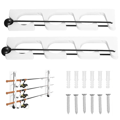 Three Rod Wall Mount Fishing Rod Holders For Garage And Wall Storage Organizer Gear Equipment Keeps Rods From Slipping And Clutter Free Easy To Install