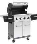 Heavy Duty Three Inch Gray Swivel Caster Wheels Set Of Four With Side Lock Brakes And Three Eighth Threaded Stem on a barbecue grill