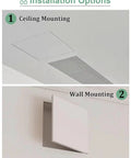 Installation options for Straight Up Sleek Paintable Attic Access Door For Drywall Ceiling And Plumbing Inspection Panel, showing ceiling and wall mounting.