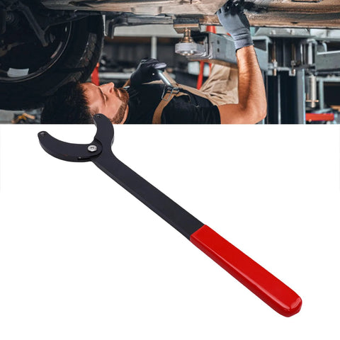NOENNULL camshaft pulley holder tool with red handle and black steel body, adjustable opening for cam sprocket removal