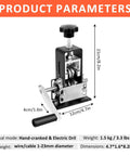 Manual Wire Stripping Machine For 1 To 23 Mm Copper Wire, Drill Powered And Hand Crank Dual Drive, dimensions shown