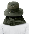 Back view of 3 Pack Men's Outdoor Wide Brim Hat With UPF 50 Plus Sun Protection, face and neck flap removable, breathable nylon