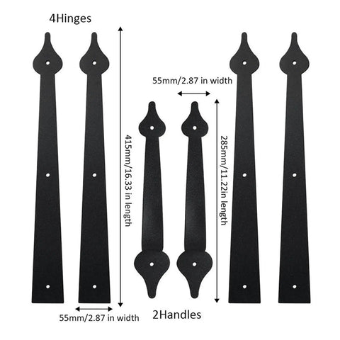 Beefy Six Piece Decorative Garage Door Hinge Handles Kit In Heavy Duty Steel For Metal Doors Wood And More With Silent Hydraulic Buffer