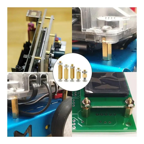 Brass Standoff Spacer Kit 10Pcs M2 M2.5 M3 Hex Threaded Bracket Pillars For Motherboard And PCB Mounts 17mm Length Bracket Rack Support Metal Screws Nuts Bolts For DIY Electronics And Furniture Projects on PCB and device mounts