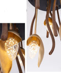 Premium Three Light Pendant Ceiling Lamp Solid Wood Design, featuring warm LED lights and elegant gold accents, perfect for dining rooms.