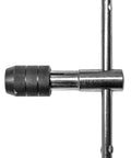 Close-up of a T-handle wrench from the Metric Tap And Die Set 40 Piece With Heat Treated Taps And Dies For Hand Cutting.