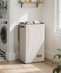 Big Ol 100L Large Laundry Basket With Removable Bag And Lid, off white, in laundry room near window