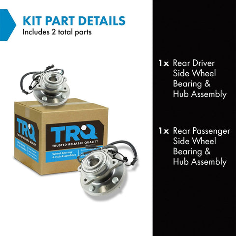 Packaging and components of Rear Wheel Bearing And Hub Assembly Set For 2008 2011 Chrysler Town And Country, 2008 2011 Dodge Grand Caravan, And 2009 2011 Volkswagen Routan Two Piece Replacement Kit DIY Ready.