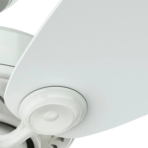 Close-up of blade on 34 Inch Watson Ceiling Fan With LED Light Kit In Snow White Finish Pull Chain Multi Speed Whisper Wind Motor Reversible