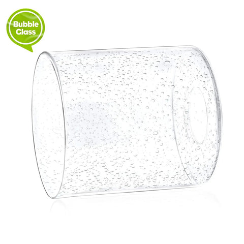 Four Pack Clear Seeded Glass Shades For Pendant Lights And Chandeliers, side view of cylinder bubble glass lamp cover