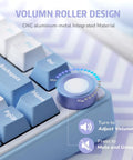 Custom 75 Percent Wired Mechanical Keyboard Featuring Gasket Mount Design Hot Swap Switches And PreLubed Linear Keys Giving You A Buttery Smooth Ride Plus Adjustable Volume Knob with detailed volume roller design.