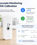 Indoor Smart Temperature Humidity Monitor With App Alerts And 2.4 GHz WiFi No Hub Needed Free Data Export History Graphs Alexa Compatible For Home Pets Greenhouse, white sensor
