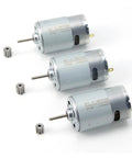 Heavy Duty 24V 200W Metal DL 555C Motors For Kids Electric Cars, showing three motor units with 9T and 10T gears.