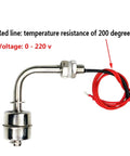 304/316 Stainless Steel L Shaped Liquid Level Controller Red And White With Internal Float Switch For Water Tanks And Towers Red 200L White 120L Level Sensor Kit DIY Piping For Setups, red wire 200°C, 0-220V