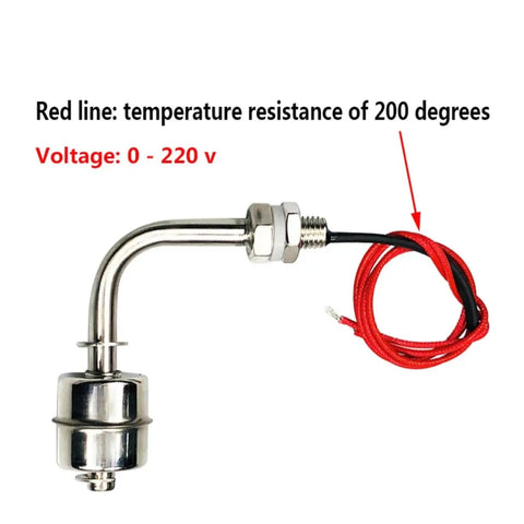 304/316 Stainless Steel L Shaped Liquid Level Controller Red And White With Internal Float Switch For Water Tanks And Towers Red 200L White 120L Level Sensor Kit DIY Piping For Setups, red wire 200°C, 0-220V